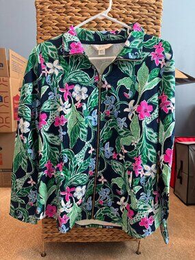Lilly Pulitzer, UPF 50+ Leona Zip-Up Jacket, Multi Untamed, Size Medium
